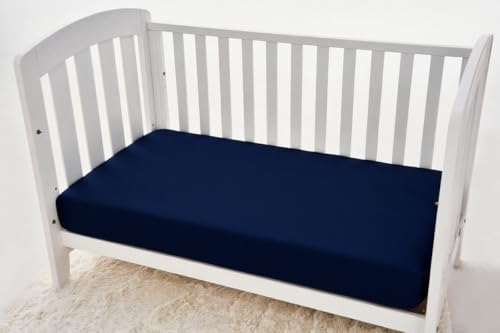 Image of American Baby Company 2 Pack Fitted Crib Sheets 52x28, Gray /Navy | Ultra Soft Microfiber Crib and Toddler Bed Sheets, Breathable & Gentle on Baby Skin, Neutral for Boys & Girls