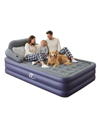 A-ER-FA Queen Air Mattress with Detachable Headboard and Cup Holder