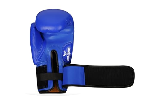 Image of Indian Amateur Boxing Gloves | Leather Gloves | Unisex Boxing Gloves (Blue, 8 OZ)