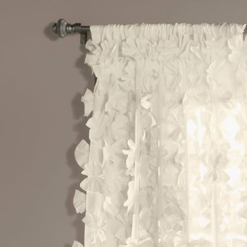 Lush Decor Riley Window Curtain (Single Panel), Polyester, Ivory, 54W x 84L, W 54" x L 84" (1 Panels) - Image 2