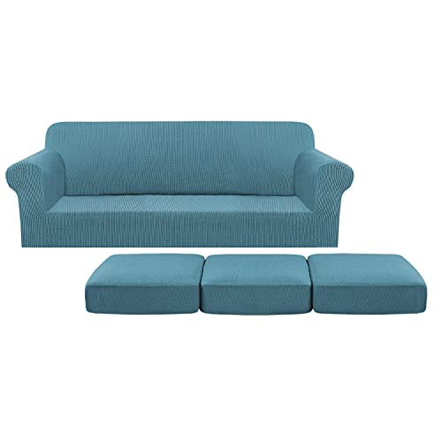 Sofa Cover 1 Piece Bundles Sofa Cushion Covers 3 Piece , Storm Blue