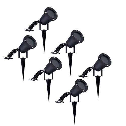 Ledvion - 6X Spots à Piquer LED, Aluminium, IP65, Support GU10, 1M de Câble, Projecteur LED, Spots de Jardin