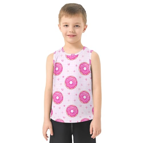 J JOYSAY Sprinkled Donut Heart Pink Boys Tank Top Sleeveless Muscle Shirts Quick Dry Kids T-Shirts 3-15T2