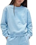 JOE BOXER Girls Sweatshirt, French Terry Pullover, Crewneck Sweatshirt for Loungewear (Blue Bell, Medium)