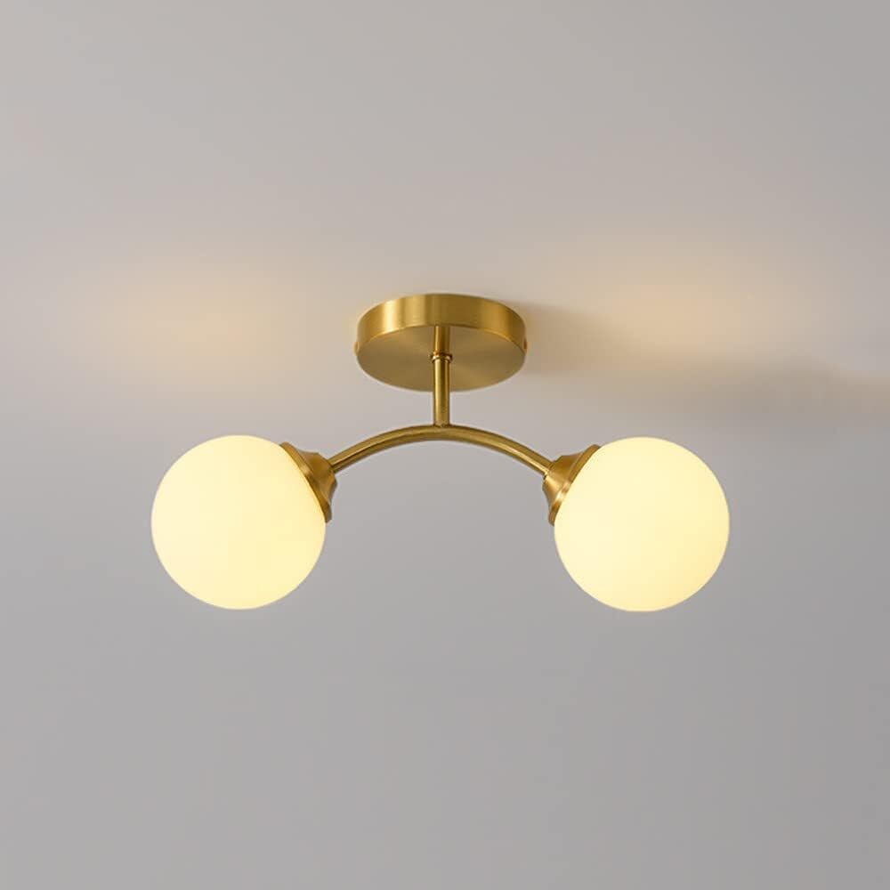 LYMSXAZOU Semi Flush Mount Ceiling Light Hanging Lamp 2-Light LED with Bulbs Nordic Glass Ball Hallway Entryway Cloakroom Bathroom(C)