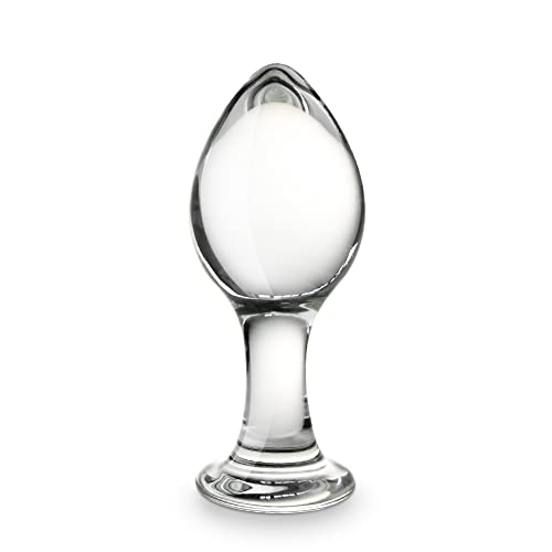 SXOVO Glas Dildo Buttplug Trainer, G-Punkt Stimulator Analplug mit Stoss Kegel Glas Kristall Analdildo Butt Plug Analsexspielzeug für Frauen Männer Masturbation (S)