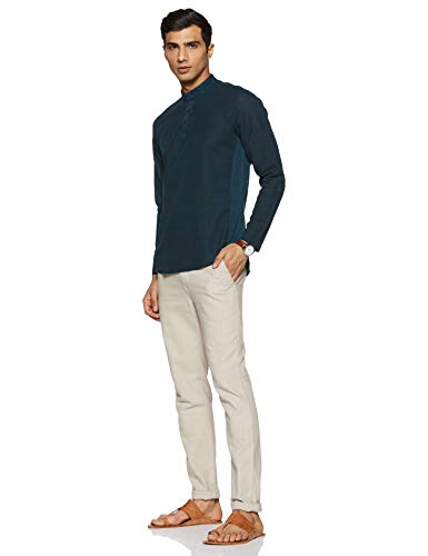 Image of Ethnix by Raymond Men's Cotton Kurta (RTHA00078-N8 Dark Green 92)