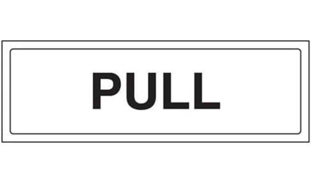 V Safety Pull Door Sign - 300mm x 100mm - 1mm Rigid Plastic
