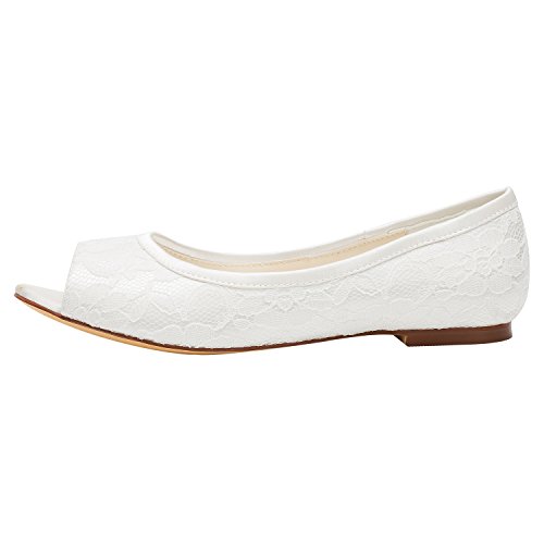 Emily Bridal Women's Silk Like Satin Flat Heel Flats Peep Toe2