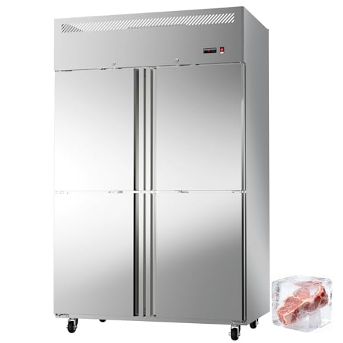 LCEKY 48 W 4 Door Commercial Freezer Stainless Steel 36 Cu.ft Freezer for Restaurant Bar Shop etc