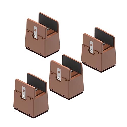 LZVMLNQI Paquete de 4 elevadores para muebles, patas elevadoras de silla, elevadores de mesa para muebles, 5 cm de alto, color marrón, 10-37 mm
