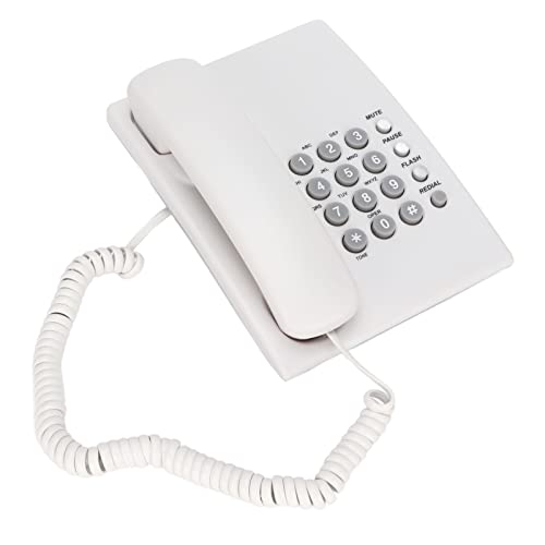 Teléfono con Cable de Escritorio, Teléfonos Fijos Inalámbricos KX-T435 con Identificador de Llamadas de Volumen Ajustable para la Oficina del Hotel en Casa sin Batería, Identificador de(blanco)