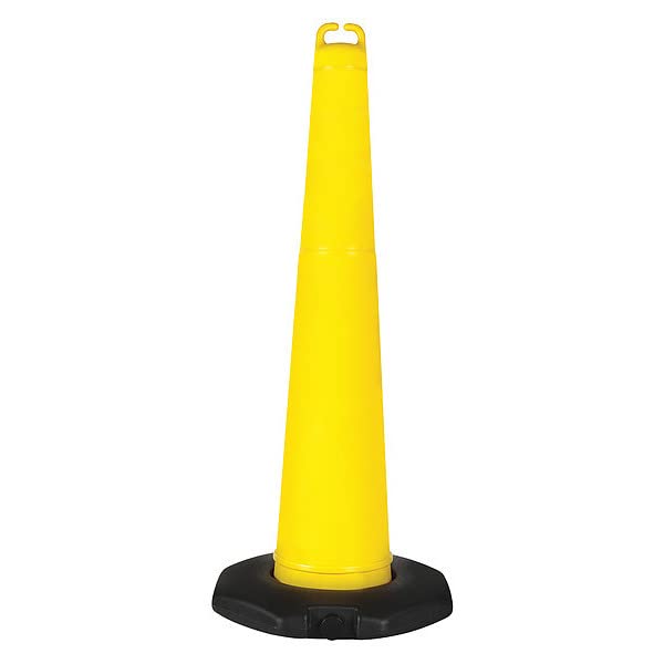Traffic Cone, 42in H, Yellow, Polyethylene