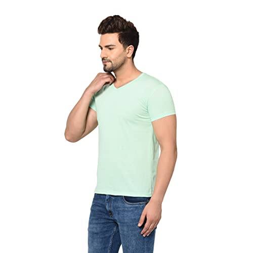 Image of Men's Cotton Blend Half Sleeve V Neck Tshirt
