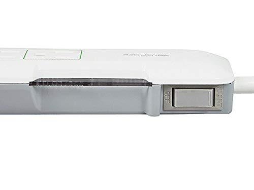 Monoprice Power & Surge - Protector Eléctrico Slim de 6 Tomas con Protección de Línea Coaxial - 4 Pies - Blanco | Cable UL Clasificado 1,080 Joules con Indicador de Luz Protegida miniatura 4