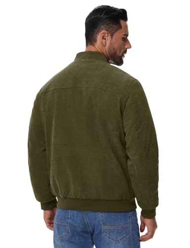 TBMPOY Men's Corduroy Bomber Jacket Full Zip Quilted Lined Fall Casual Fleece Warm Winter Coat with 3 Zipper Pockets2