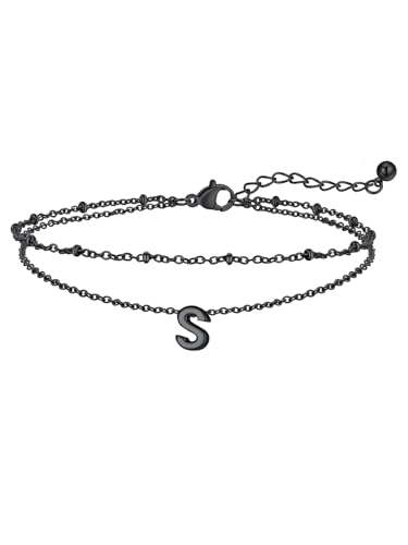 Image of FaithHeart Initial Ankle Bracelets for Women, Waterproof 14k Gold Plated Initial Anklets Non Tarnish Stainless Steel Cute Layered Anklet Summer Beach Jewelry