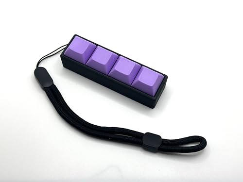 Four-Button Clicky Mechanical Switch Fidget Toy | Stim Toy, Stress Relief, ADHD (Black Base, Lavender Keycaps)