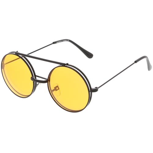 zeroUV Mid Size Flip-Up Colored Lens Round Django Sunglasses 49mm3