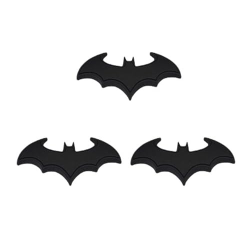 Pegatinas Coche Metálico 3D, 3 Pcs Pegatinas Coche Acero Emblema Bat, 3D Batman insignia Pegatina, Pegatina Coche 3D Cromo Metal Logo Auto Abzeichen Batman para Automóviles y Motocicletas, negro