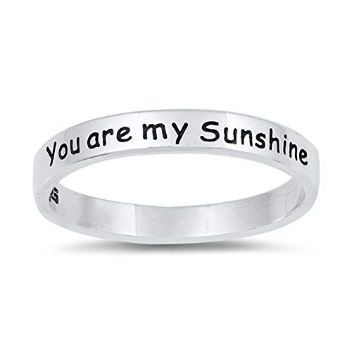 You are my Sunshine Stackable Script Ring .925 Sterling Silver Band Size 6