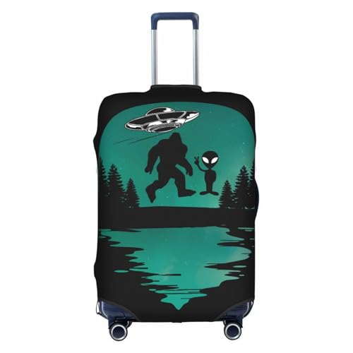 Travel Luggage Cover Ufo Alien And Bigfoot Moon 1 Fashion Washable Baggage Suitcase Protector Fit For Luggage Small