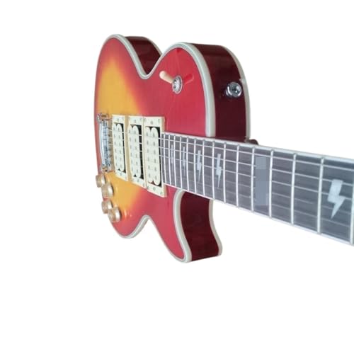 Guitare électrique simple pan coupé avec incrustations éclair