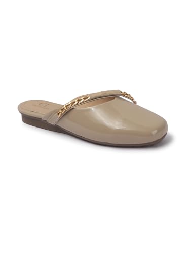 Image of Carlton London Women's Glossy Chain Detail Comfort Mules