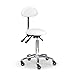 MIRPLAY Taburete Ergonomico Blanco con Ruedas - Taburete Consulta Taburete Multiusos Taburete Alto Giratorio Silla de Peluqueria Profesional Silla de Estetica Taburete con Pistones