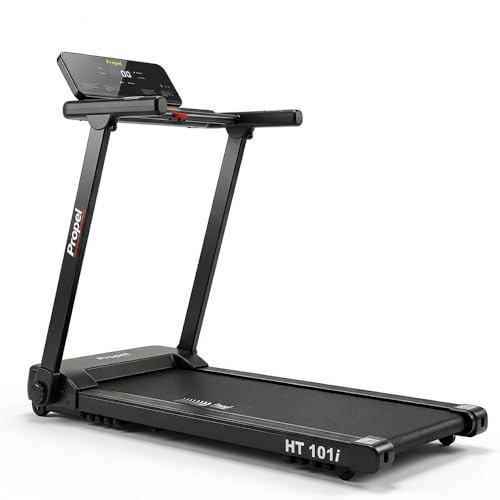 Image of Propel HT 101i Extra Wide Foldable Treadmill - 4HP Peak Motor, 120 kg Max Weight, 12 km /h Speed, 2- Level Manual Incline, Bluetooth Enabled Speakers, Anti-Skid Belt, Easy Assembly