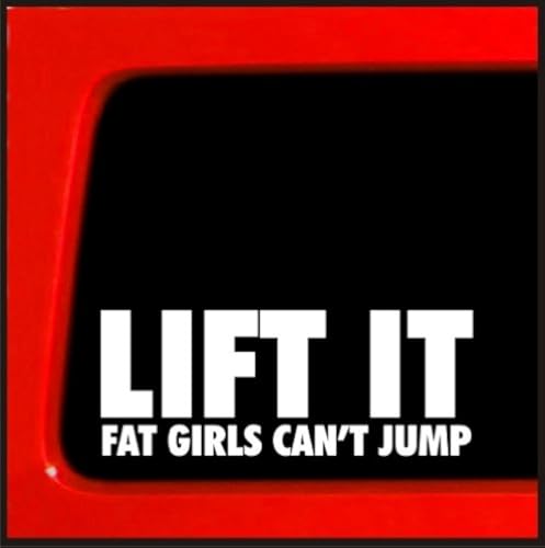 Sticker Connection | Lift It Fat Girls Can't Jump | Bumper Sticker Decal for Car, Truck, Window, Laptop | 2