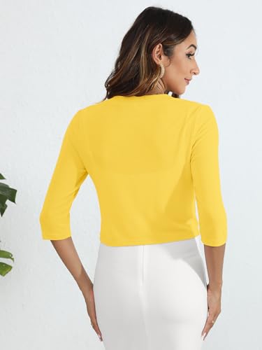 Image of Heymoments Women's Thin Shrugs 3 /4 Sleeve Lightweight Cropped Sweaters Open Front Cardigan for Dress