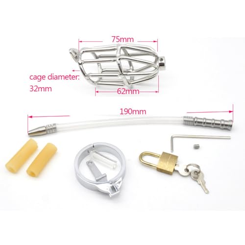 Image of Men's Breathable Stainless Steel Skeleton Protective Cage - with Catheter Protection Kit A267 (52mm)