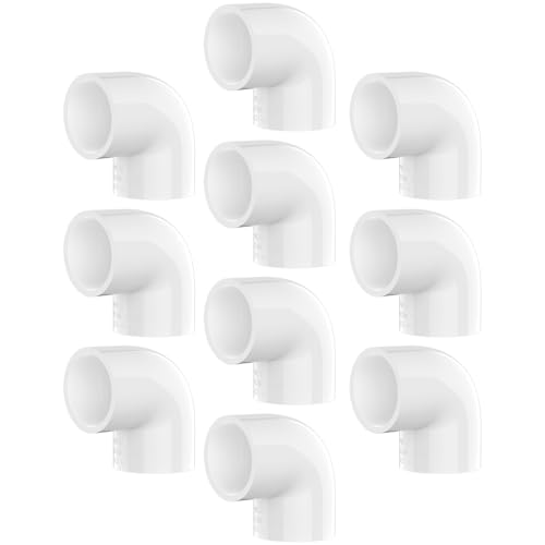 10-Pack 1/2 Inch Pvc Fittings 90 Degree Elbow, Furniture Build Grade Sch40 White Pvc Pipe Connectors, Socket X Socket 2 Way Corner Fitting For Diy Garden Shelf, Greenhouse &Amp; Sprinkler System