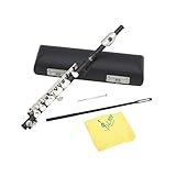 wueiooskj Flûte piccolo sportive en do majeur, son clair et brillant, légère et compacte, idéale pour les musiciens débutants. Piccolo à 16 trous, instrument traditionnel, Noir, 31.5 x 1.3 cm
