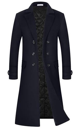 Image of APTRO Men's Luxury Full Length Trench Coat Long Wool Overcoat Winter Windbreaker