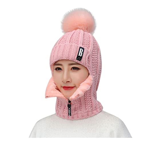 Whhhciy Gorro de punto para hombre y mujer, gorro de invierno con pompón, gorro de invierno cálido forrado, orejeras añadidas, flocado Cover