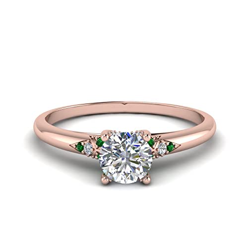 Image of Choose Your Gemstone Petite Dome Engagement Ring Rose Gold Plated Round Shape Petite Engagement Rings Everyday Jewelry Wedding Jewelry Handmade Gifts for Wife US Size 4 to 12