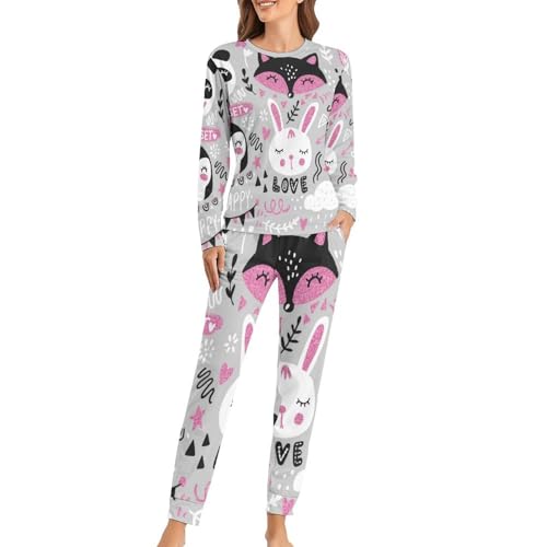 Pyjama femme doux contre les nuits fraîches t-shirt et pantalon confort