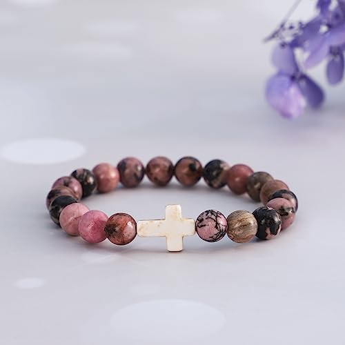 Cross Bracelet for Women Christian Gifts for Daughter Mom Grandma Niece Godmother Religious Baptism Jewelry Birthday Retirement Gifts Beaded Bracelet4