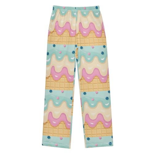 Pajama Pants Sleep Pants Pink Green Ice Cream Waffles for Age 6-14