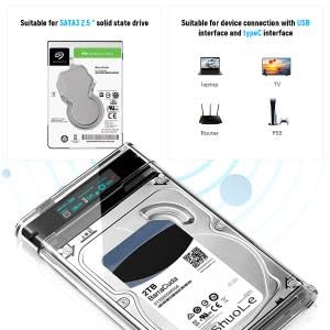 Image of ZORBES 2.5 inch SATA SSD Enclosure, Transparent Case, USB 3.2, 5Gbps, 4TB, PC Material, White