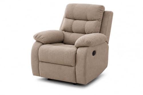 Image of Recliner Armchair for Living Room | Comfortable Upholstered Single Seater Sofa Chair with Ergonomic Backrest, Plush Armrests, Spacious Seat and Solid Wooden Frame