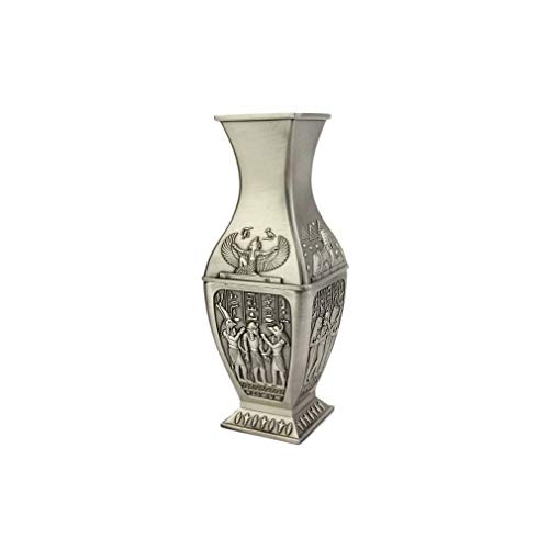 lachineuse - Vase Égyptien 18 cm - Acier Couleur Argent - Objet Déco Égypte Antique - Anubis, Horus, Isis Ailée, Sphinx - Idée Cadeau Souvenir Égypte