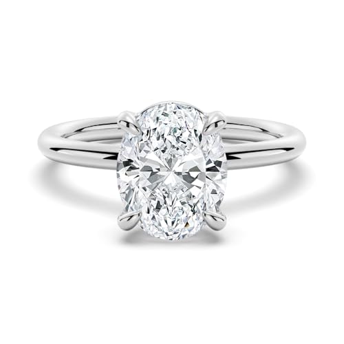 MSBLUE 2ct Solitaire Moissanite Engagement Ring for women, D Color VVS1 Clarity, 14K Gold Vermeil, Wedding Promise Ring