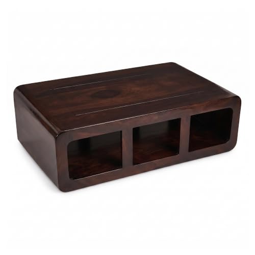 Image of SONA ART & CRAFTS Sheesham Wooden Center Table for Living Room Home with Storage | Tea Coffee Table Wooden | Centre Table for Living Room - Walnut Finish