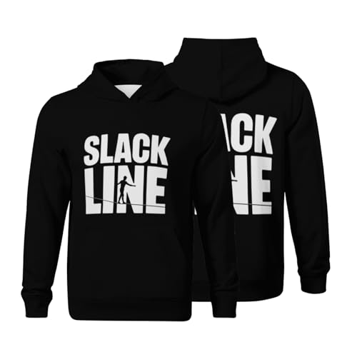 Kids Vintage Slackline Boys Girls Lightweight Kangaroo Pocket Fleece Hoodies