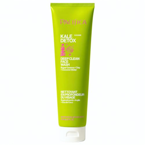Image of Pacifica Kale Detox Face Wash for Oily & Acne-Prone Skin, Deep Cleansing Facial Cleanser & Makeup Remover with Super Greens Kale, Seaweed & Clay, 5 fl oz -Clean Beauty, Vegan & Cruelty-Free