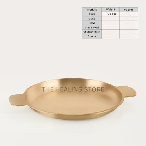 Image of THE HEALING STORE Pure Traditional Ayurvedic Bronze Thali 16 inch| Kansa Handmade Thali Bronze Plate (Rice Plate)