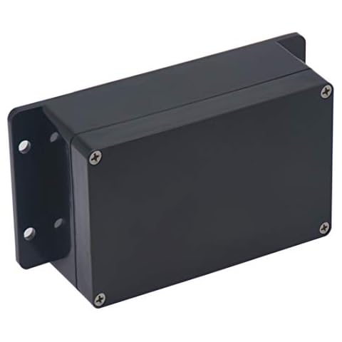Raculety Project Box IP65 Waterproof Junction Box ABS Plastic Black Electrical Boxes DIY Electronic Project Case Power Enclosure with Fixed Ear, Black 6.22 x3.54 x2.36 inch Cover